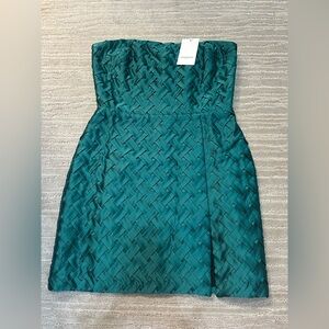 Amanda Uprichard Strapless Green Woven Slit Dress